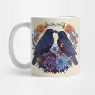 Floral Crow Couple Mug